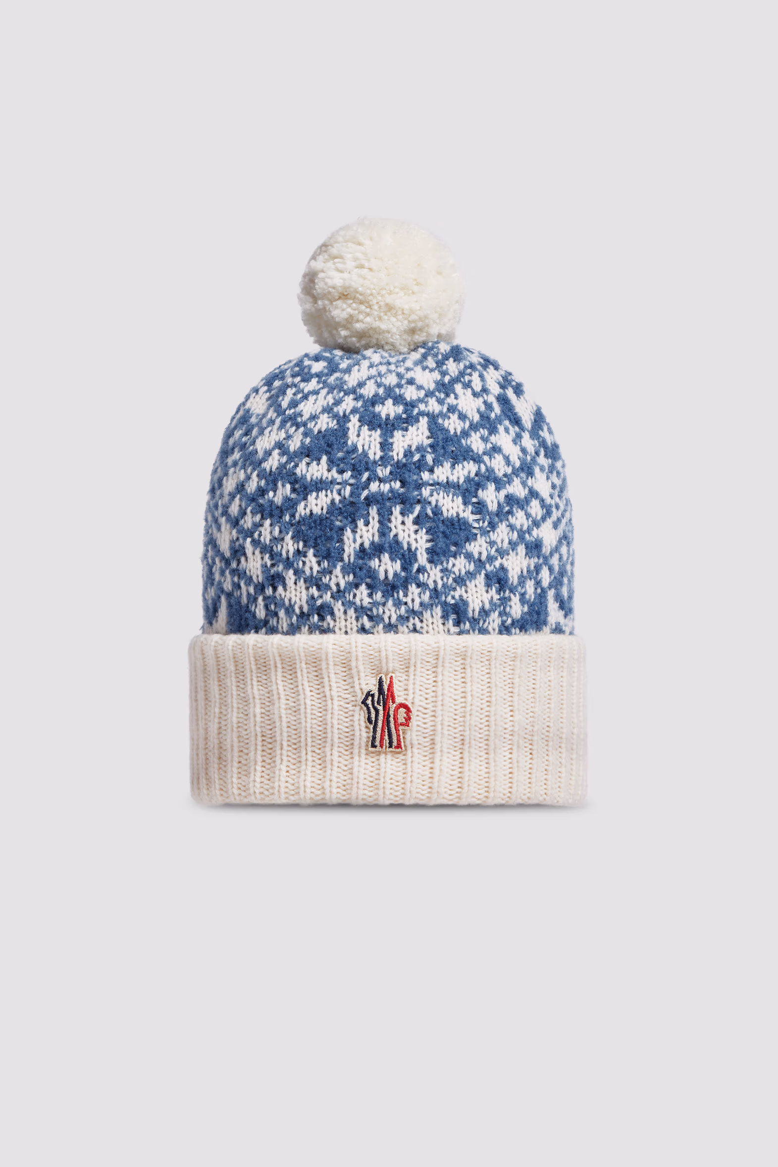 Gorro con pompón de lana de bouclé Niña Blanco & Azul Claro Moncler 0